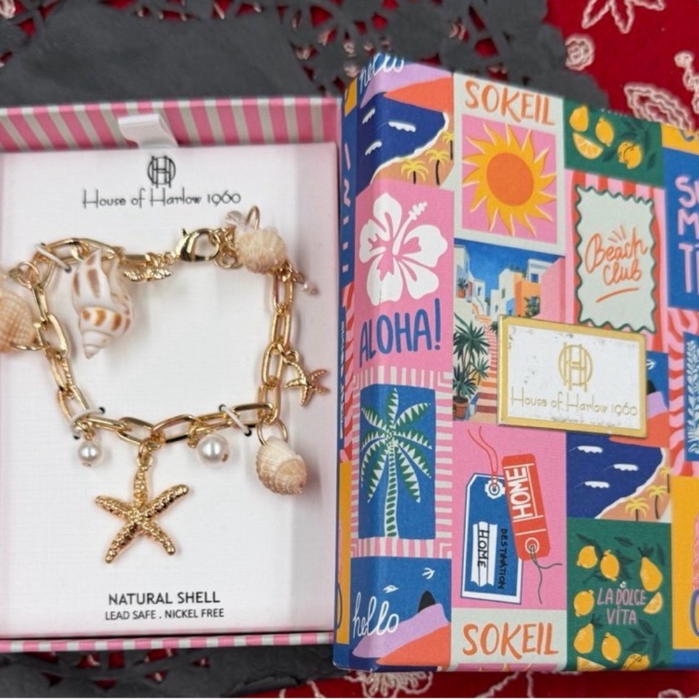 House of Harlow 1960 Gold-tone Shell & Starfish Charm Bracelet